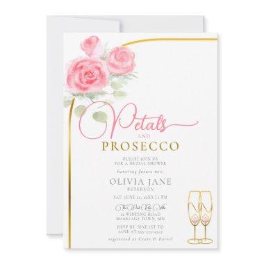 Petals Prosecco Roses Boho Arch Bridal Shower Invitations