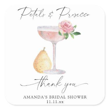 Petals & Prosecco - thank you bridal shower Square Sticker
