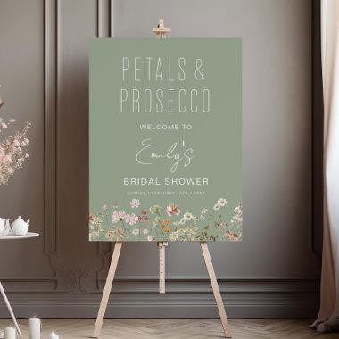 Petals Prosecco Wildflower Bridal Shower Welcome Foam Board