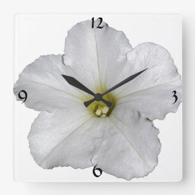 Petunia Flower Floral Christmas Decor White Cool Square Wall Clock