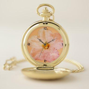 Petunia Flower Floral Christmas Peach Abstract Pocket Watch