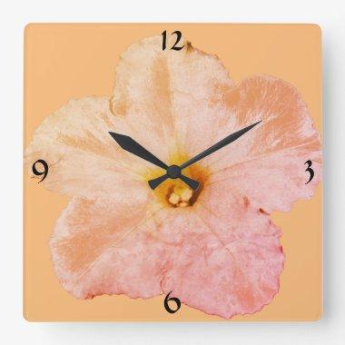 Petunia Flower Floral Christmas Peach Abstract Square Wall Clock