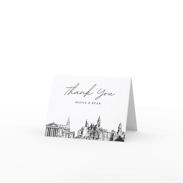 Philadelphia Skyline Sketch Blank Thank You