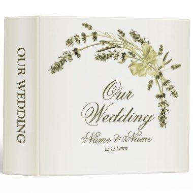 Photo Album Wedding Party Floral Golden Green 3 Ring Binder