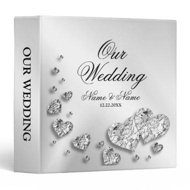 Photo Album Wedding Party Silver Heart Elegant 3 Ring Binder