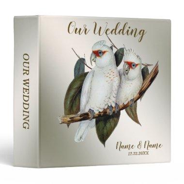 Photo Album Wedding Party White Birds Green Leaves 3 Ring Binder