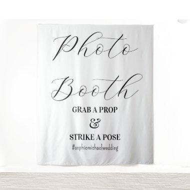 Photo Booth Black White Wedding Tapestry