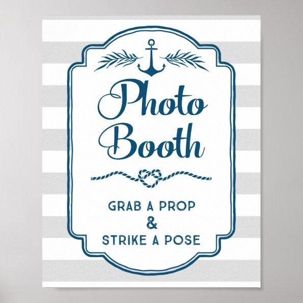 Photo Booth Wedding Sign Blue Nautical Stripes