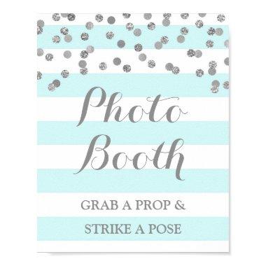 Photo Booth Wedding Sign Blue Silver Confetti