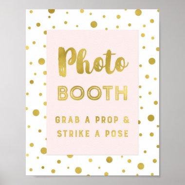 Photo Booth Wedding Sign Blush Gold Confetti