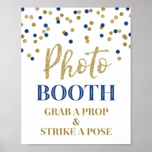 Photo Booth Wedding Sign Gold Blue Confetti