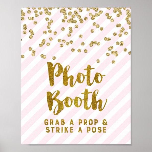 Photo Booth Wedding Sign Pink Gold Stripes