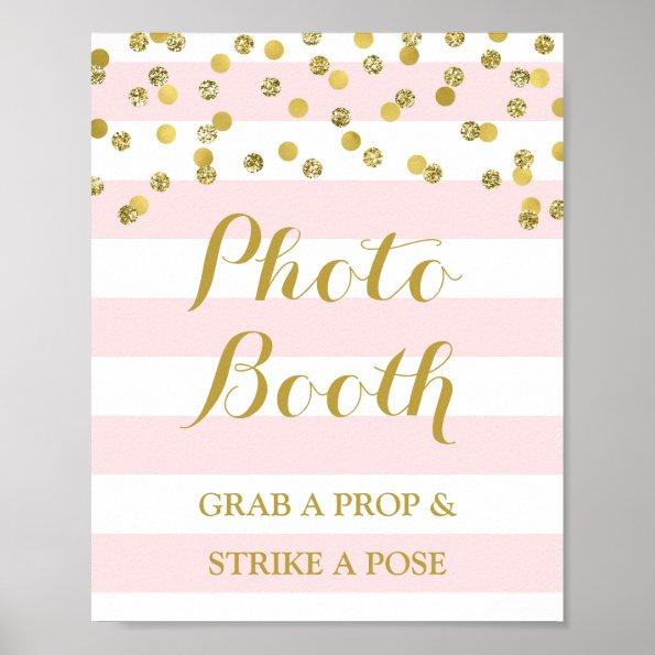 Photo Booth Wedding Sign Pink Stripe Gold Confetti
