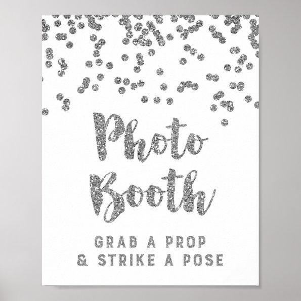 Photo Booth Wedding Sign Silver Confetti