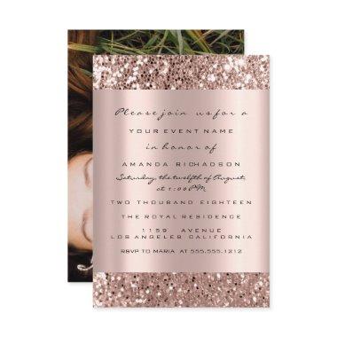 Photo Bridal Shower Rose Gold Drips Graduation Invitations