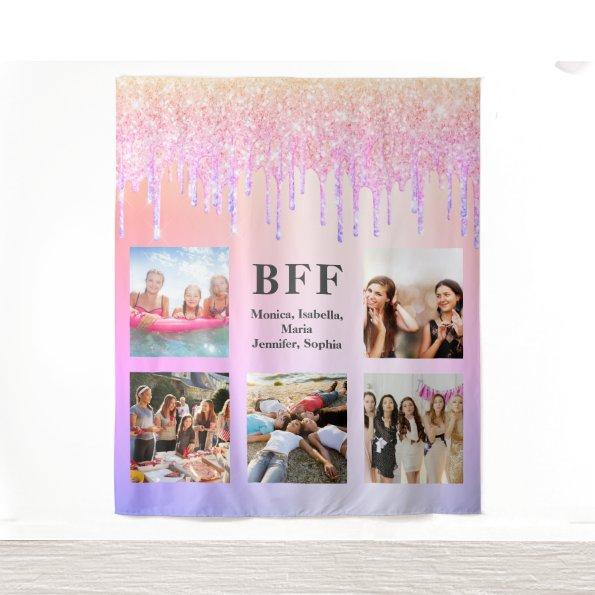 Photo collage best friends pink purple tapestry