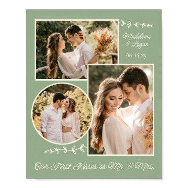 Photo Collage Wedding Couple Custom Mr Mrs Sage Poster