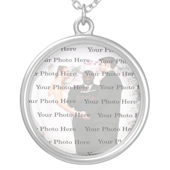 Photo Custom Round Silver Wedding Necklace