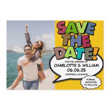 Photo Save the Date Fun Retro Comic Book Pop Art Invitations