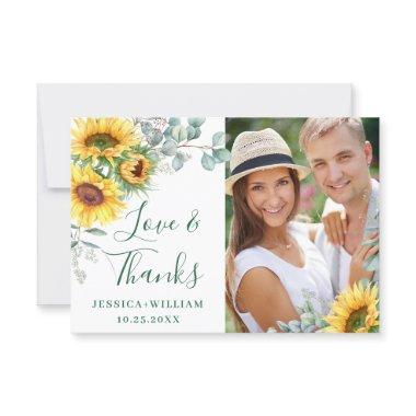 PHOTO Sunflowers Eucalyptus Rustic Wedding Thank You