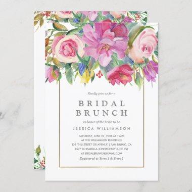 Photo Watercolor Floral Bridal Brunch Invitations