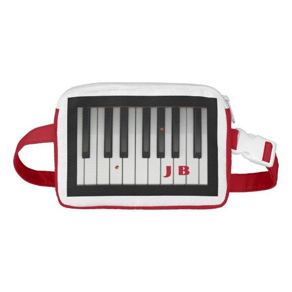 Piano Keys with Ladybugs and Custom Initials Waist Bag