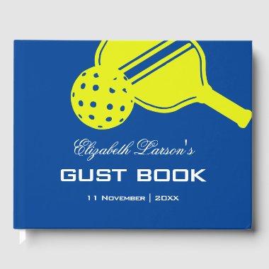 Pickleball Lovers  Neon Blue Guest Book