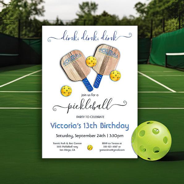 Pickleball Party Dink Birthday Invitations