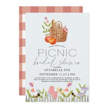 Picnic in the Park Basket Floral Bridal Shower Invitations