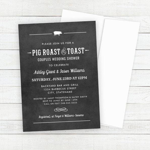 Pig Roast and Toast Chalkboard Couples Shower Invitations