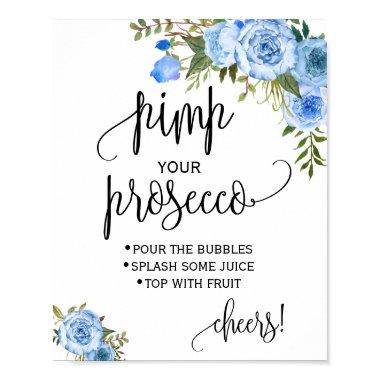 Pimp your prosecco blue floral bridal shower sign