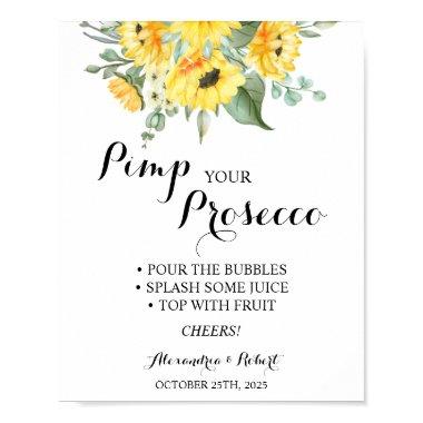 Pimp your Prosecco Sunflowers Greenery Wedding Poster