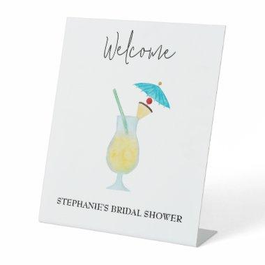 Piña Colada Tropical Wedding Bridal Shower Welcome Pedestal Sign