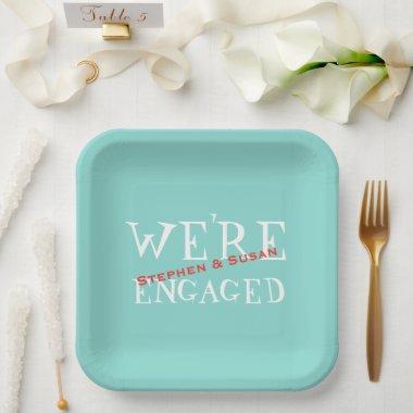 Pinch Us Teal Blue Engagement Crawfish Boil Party Paper Plates