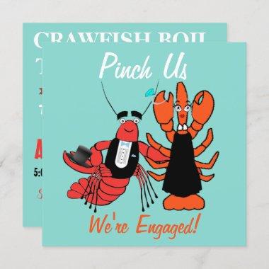 Pinch Us We're Engaged Crayfish Boil Shower Party Invitations