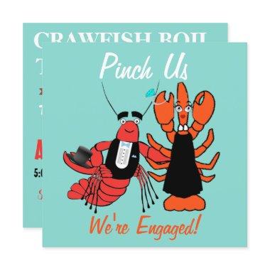 Pinch Us We're Engaged Crayfish Boil Shower Party Invitations