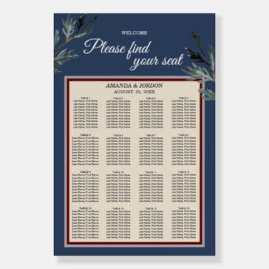 Pine Blue Winter Seating Chart Welcome Sign