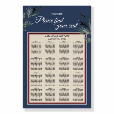 Pine Blue Winter Seating Chart Welcome Sign