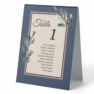 Pine Blue Winter Table Tent Sign with Guests
