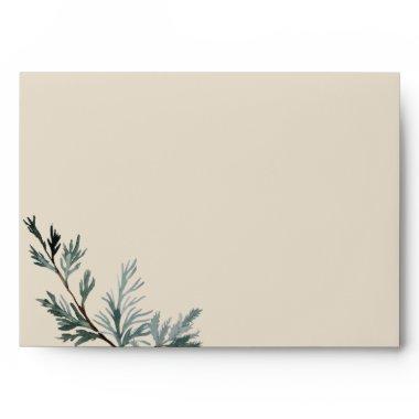 Pine Blue Winter Wedding Coordinate  Envelope