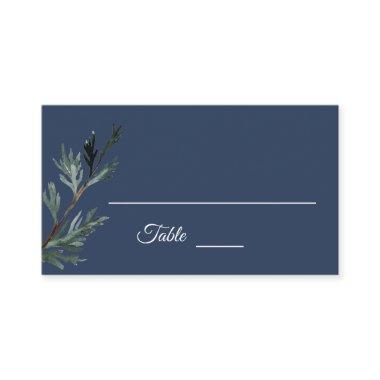 Pine Blue Winter Wedding Place Invitations