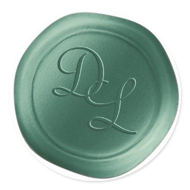 Pine Green 2 Letter Monogram Wax Seal Stickers