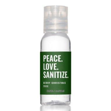 Pine Green Peace Love Sanitize Christmas Holiday Hand Sanitizer
