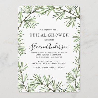 Pine Needles Modern Bridal Shower Invitations