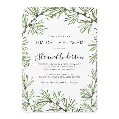 Pine Needles Modern Bridal Shower Invitations