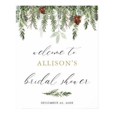 Pine tree acorns winter  welcome sign
