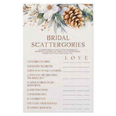 Pine Tree Bridal Scattergories  Game Stationery