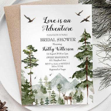 Pine Tree Love is an adventure bridal shower Invitations
