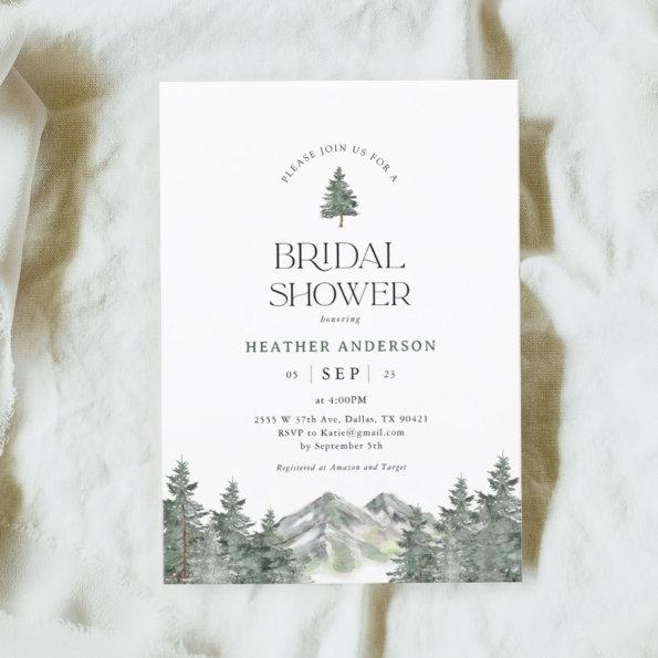 Pine Tree Mountain Forest Bridal Shower Invitations