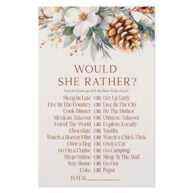 Pine Tree Would She Rather?  Game Stationery